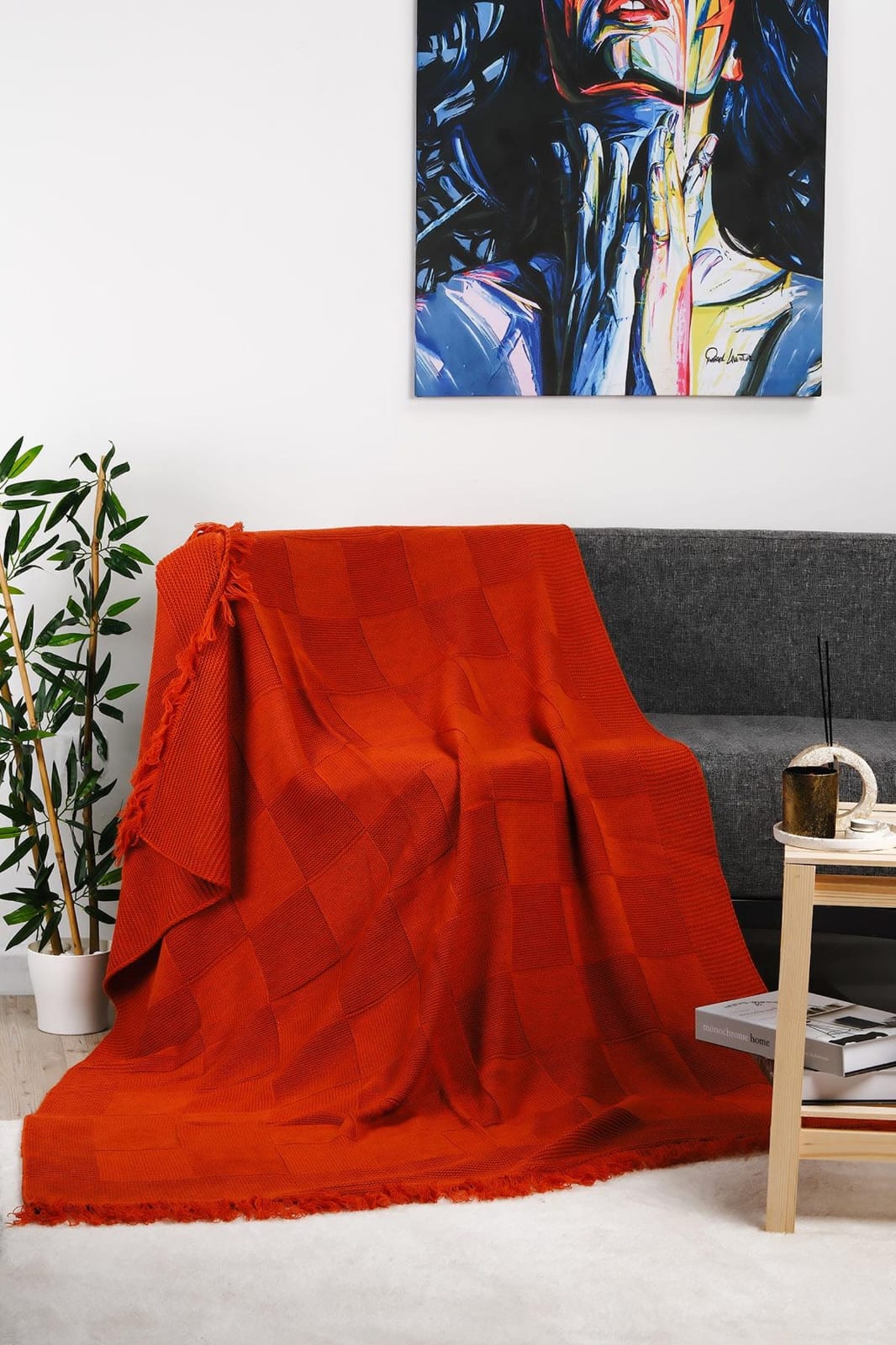 The Artisanal Block-Stitch Knit Throw - Image 3