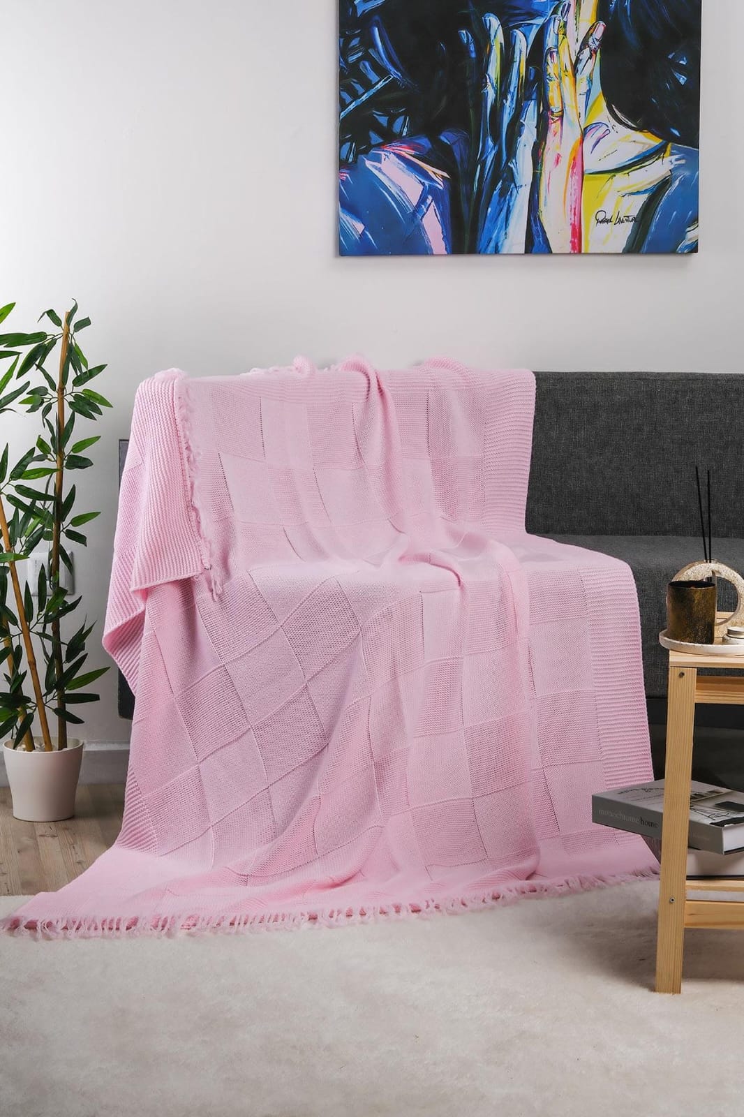 The Artisanal Block-Stitch Knit Throw - Image 4