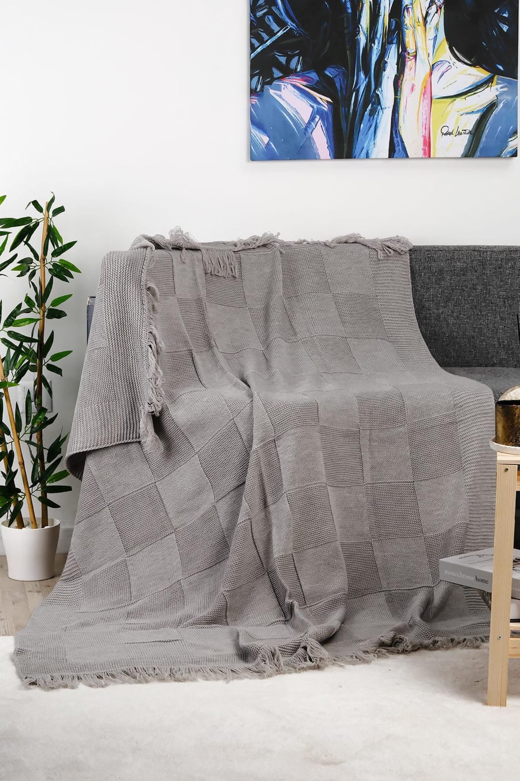 The Artisanal Block-Stitch Knit Throw - Image 9