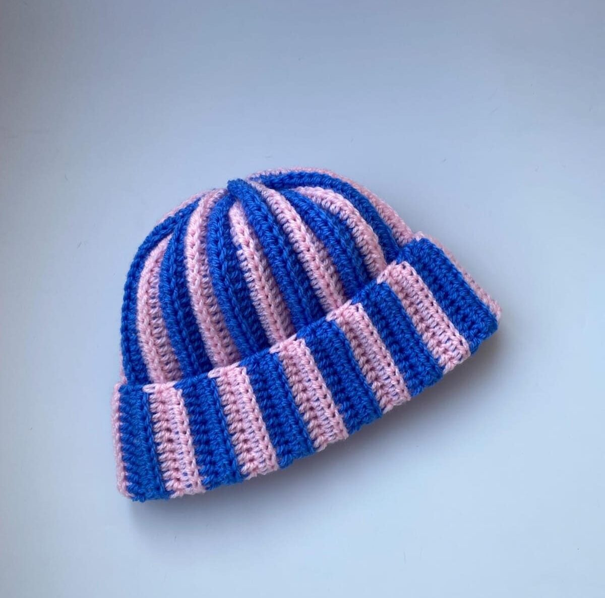 Ribbed two color Crochet Beanie